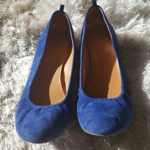 Blue suede ballet flats jcrew anya